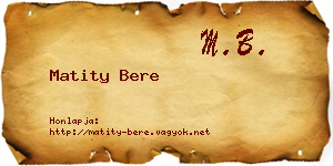 Matity Bere névjegykártya